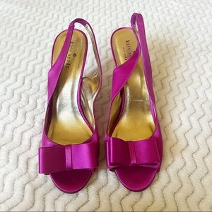 Kate Spade Fushia Satin Bow Pumps Size 9